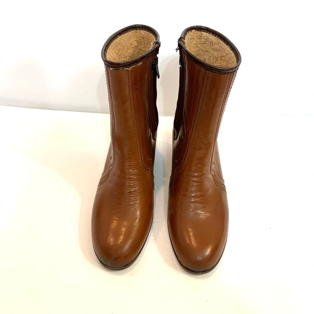 1970’s Women’s Vintage Brown Zip Ankle Booties Boots Sz 7